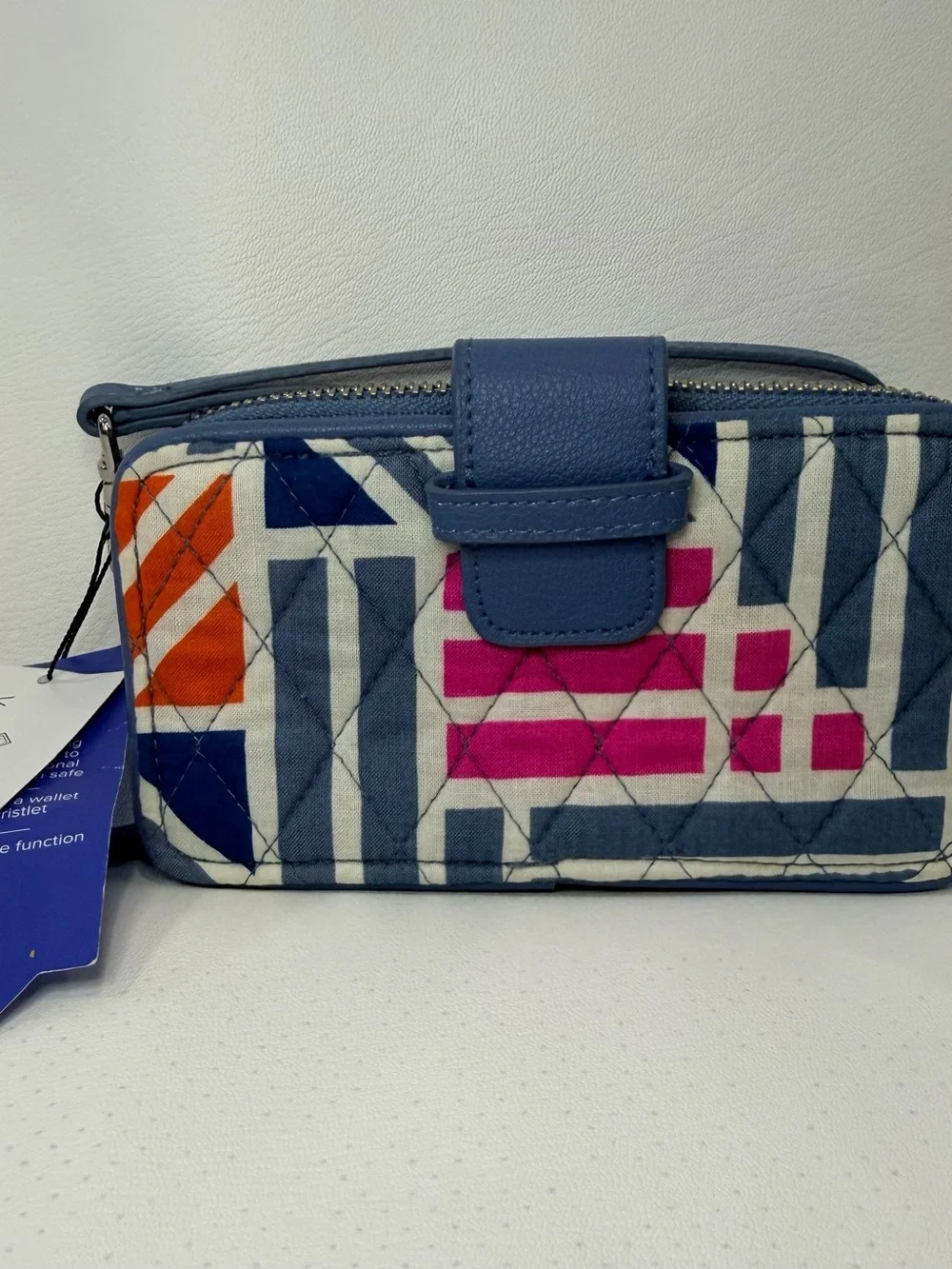 Vera Bradley Blue, White and Pink Geometric RFID Wristlet Wallet - Picture 3 of 9